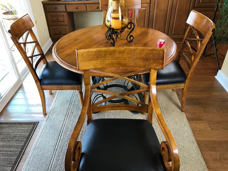 Maple Round Kitchen Table With 4 Chairs By Milling Road - A Division Of Baker Furniture (High End) - Made In Italy [Photo 20]