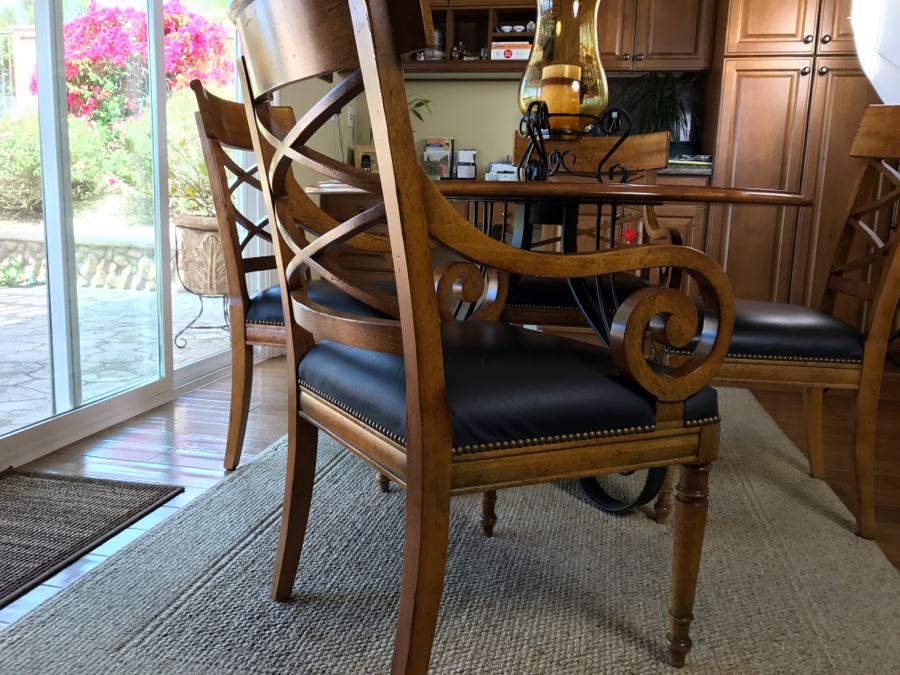 Maple Round Kitchen Table With 4 Chairs By Milling Road - A Division Of Baker Furniture (High End) - Made In Italy [Photo 9]