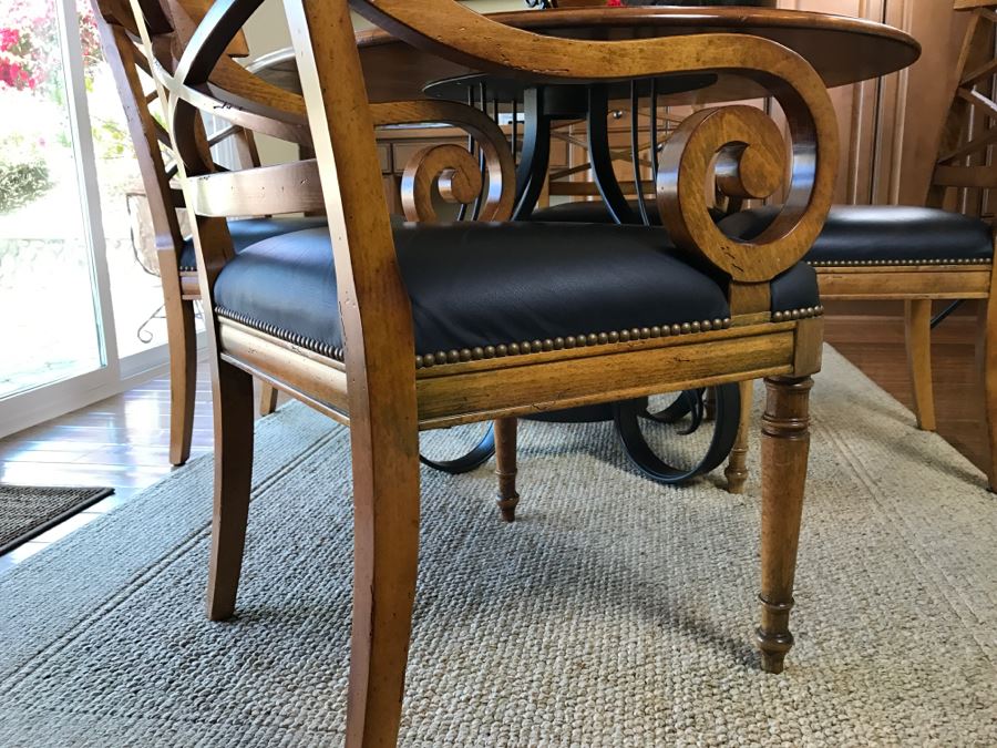 Maple Round Kitchen Table With 4 Chairs By Milling Road - A Division Of Baker Furniture (High End) - Made In Italy [Photo 10]