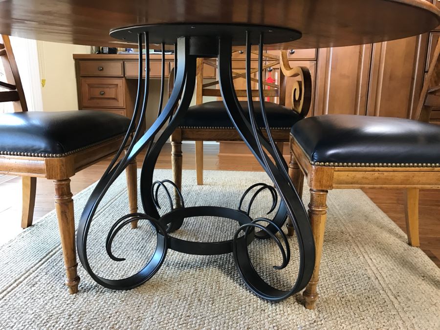 Maple Round Kitchen Table With 4 Chairs By Milling Road - A Division Of Baker Furniture (High End) - Made In Italy [Photo 14]