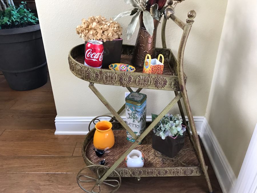 Small Metal Tea Cart - Sold Without Contents On Cart [Photo 5]