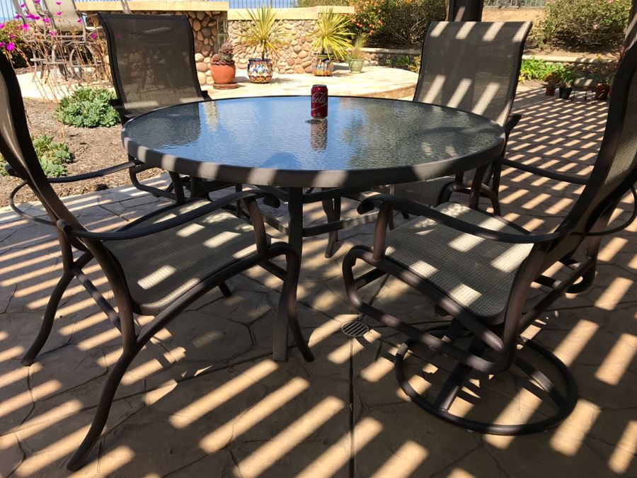 Mallin High End Aluminum Outdoor Patio Furniture Set 4 Chairs And