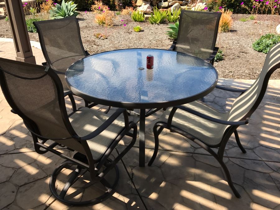 Mallin High End Aluminum Outdoor Patio Furniture Set 4 Chairs And