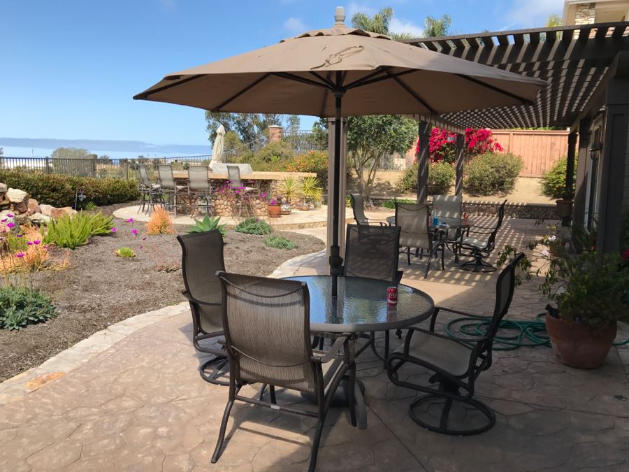 Mallin High End Aluminum Outdoor Patio Furniture Set - 4 Chairs And Table PLUS Umbrella (Swivel Chairs Retail For $450 Each) [Photo 13]
