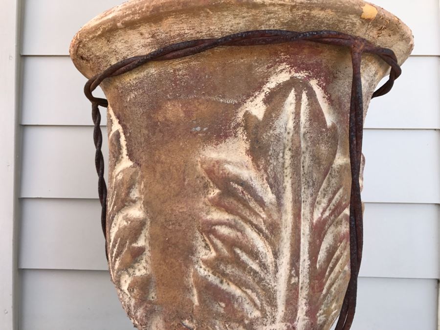 Large Twisted Wrought Iron Pot Stand Plus Pot With Plant [Photo 6]