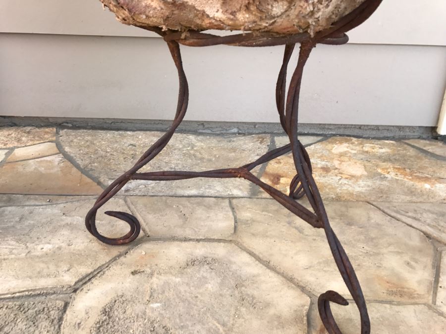 Large Twisted Wrought Iron Pot Stand Plus Pot With Plant [Photo 5]