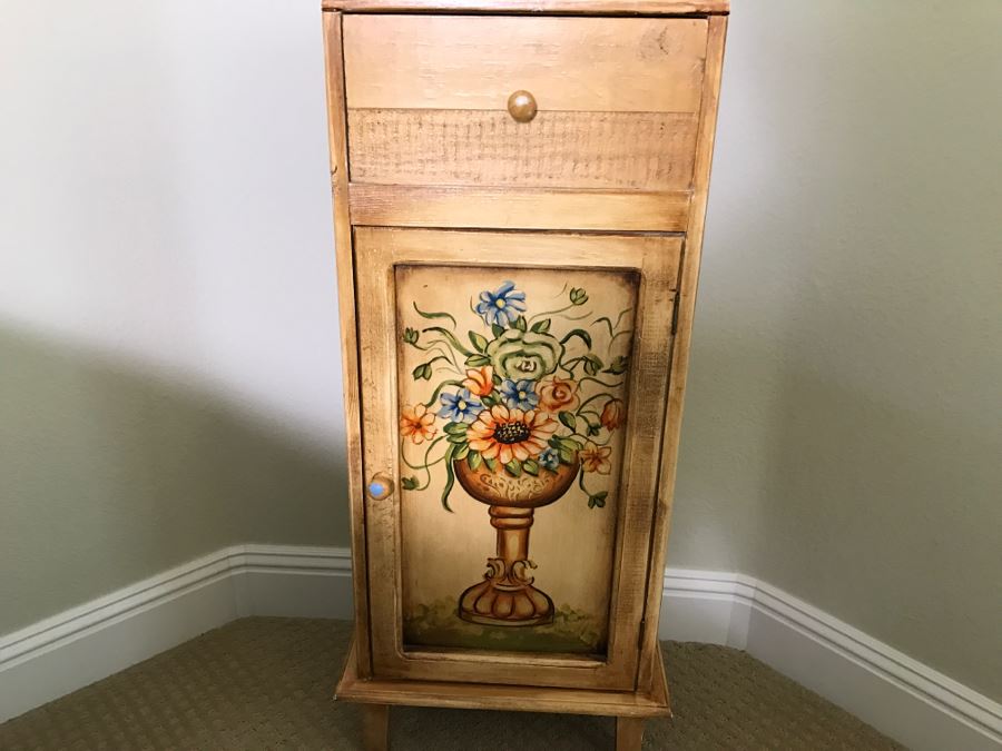 Hand Painted Wooden Cabinet With Floral Motif [Photo 2]