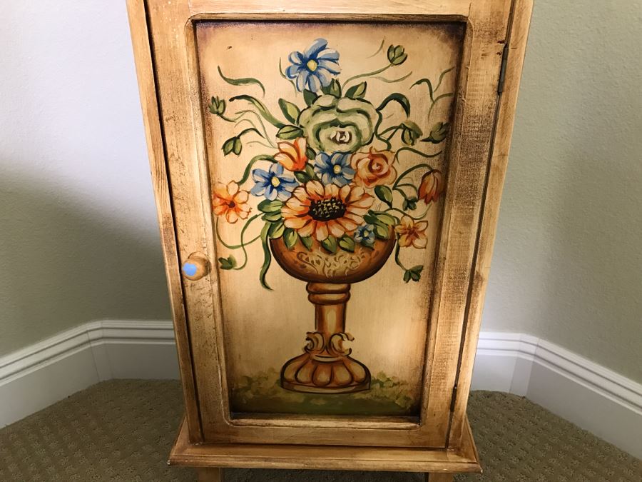 Hand Painted Wooden Cabinet With Floral Motif [Photo 3]