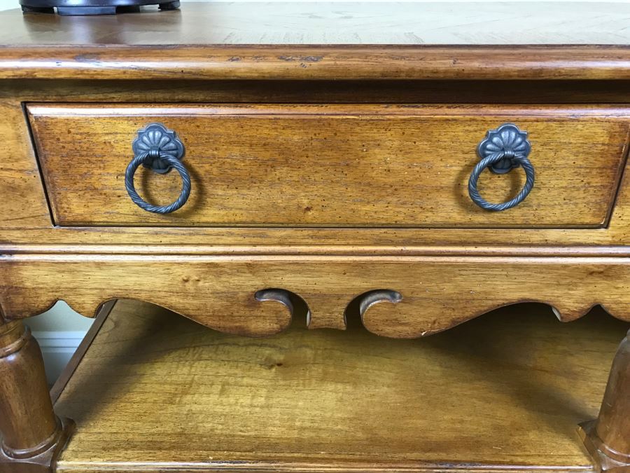 HEKMAN Table With Nice Inlay Work On Top - 2 Drawers And Shelving Grand Rapids, MI [Photo 11]