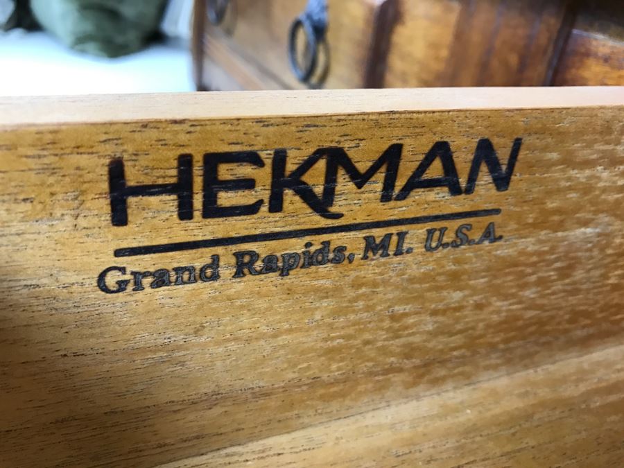 HEKMAN Table With Nice Inlay Work On Top - 2 Drawers And Shelving Grand Rapids, MI [Photo 3]