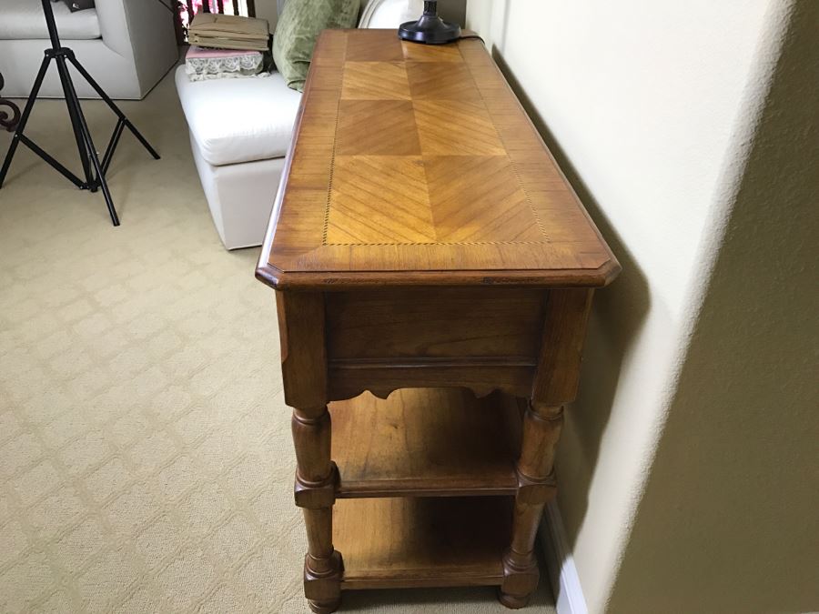 HEKMAN Table With Nice Inlay Work On Top - 2 Drawers And Shelving Grand Rapids, MI [Photo 9]