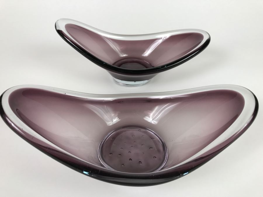 Pair Of Purple Swedish Glass Bowls [Photo 8]