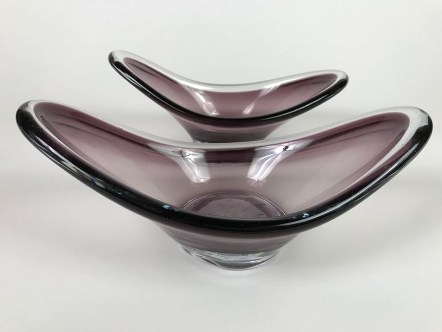 Pair Of Purple Swedish Glass Bowls [Photo 1]