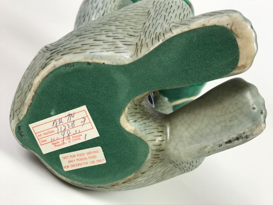 Vintage Chinese Hand Painted Porcelain Monkey With Dish [Photo 9]