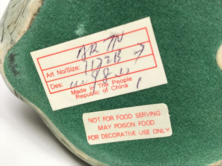 Vintage Chinese Hand Painted Porcelain Monkey With Dish [Photo 3]