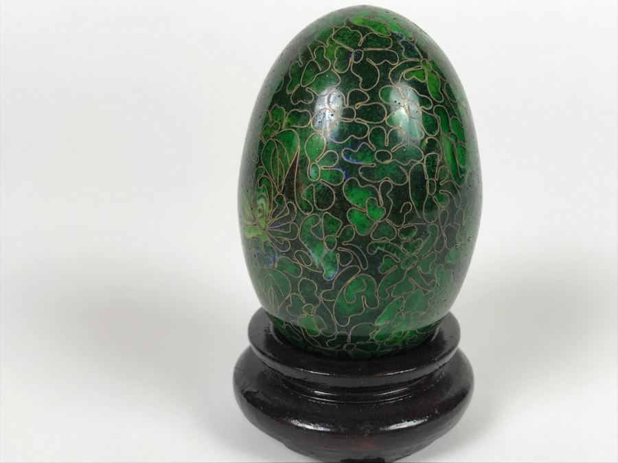 Green Cloisonne Egg With Stand [Photo 2]