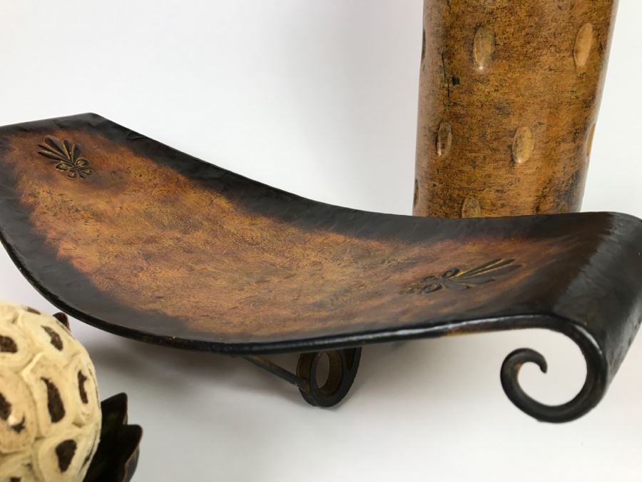 Home Decor Lot With Metal Bowls, Metal Canister And Decorative Balls [Photo 5]