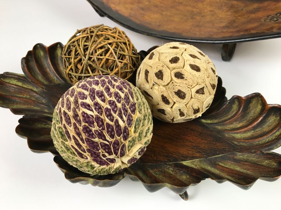 Home Decor Lot With Metal Bowls, Metal Canister And Decorative Balls [Photo 12]