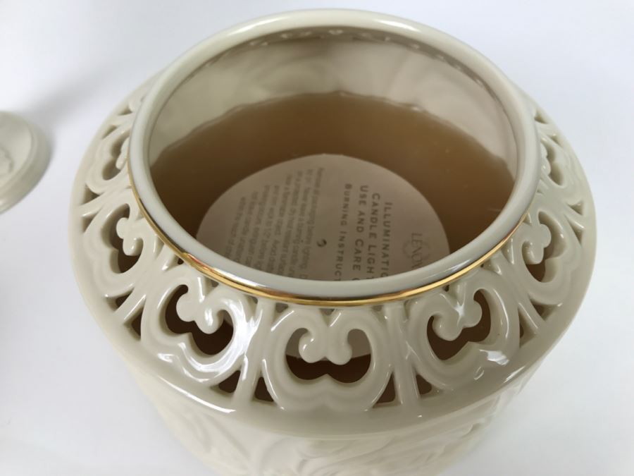 White LENOX Bowls, Vase And Candlebox