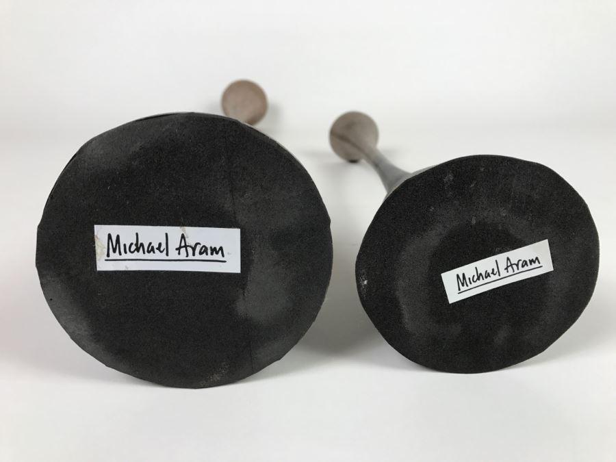 Pair Of Modern Michael Aram Metal Vases [Photo 9]