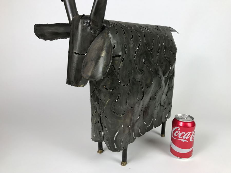 Large Metal Sculpture Of Sheep Goat Ram [Photo 8]