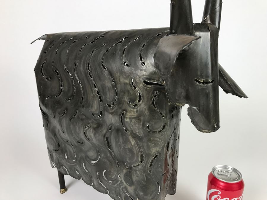 Large Metal Sculpture Of Sheep Goat Ram [Photo 3]