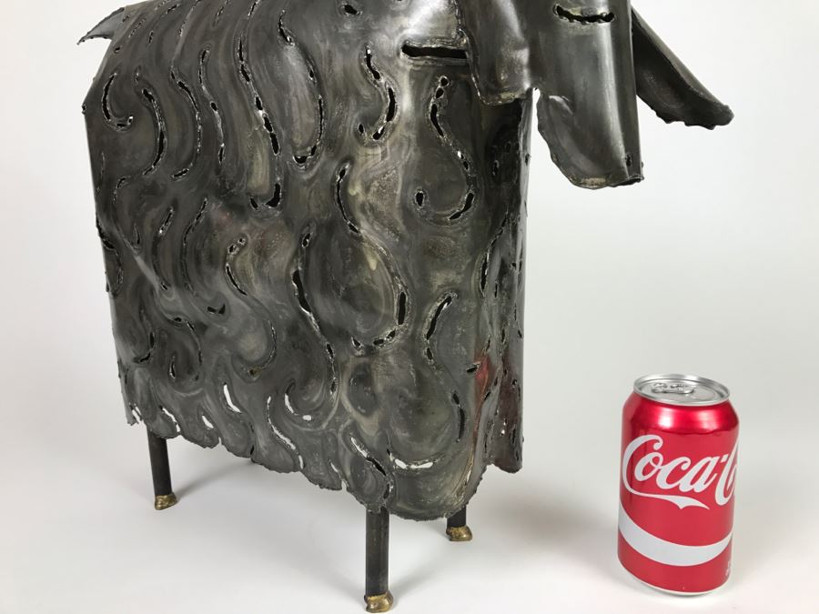 Large Metal Sculpture Of Sheep Goat Ram [Photo 4]