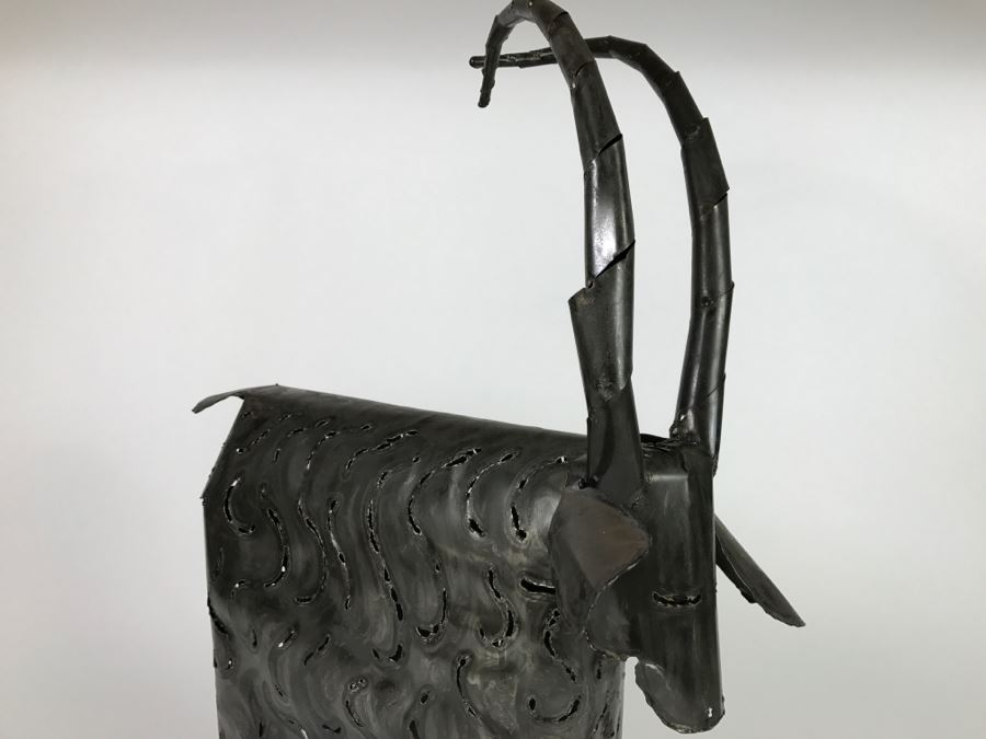 Large Metal Sculpture Of Sheep Goat Ram [Photo 2]