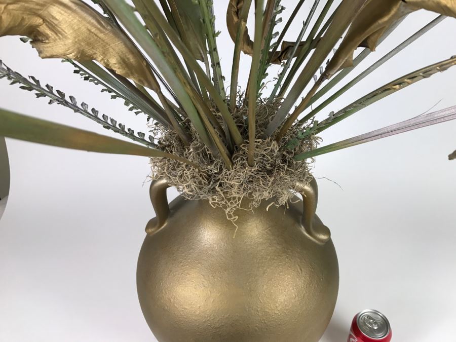 Large Gold Decorator Vase With Articial Gold Flowers [Photo 7]