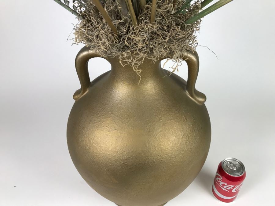 Large Gold Decorator Vase With Articial Gold Flowers [Photo 8]