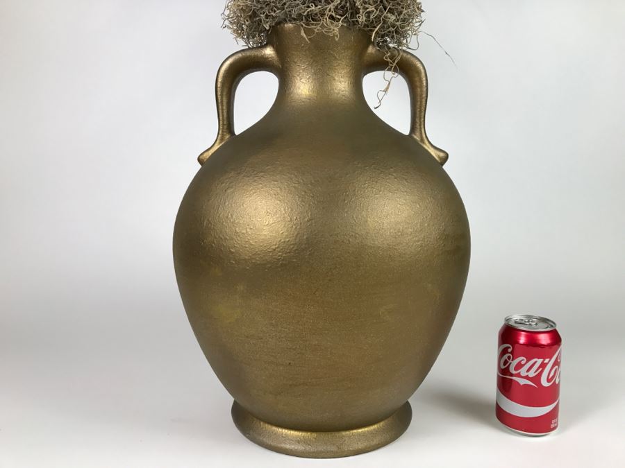 Large Gold Decorator Vase With Articial Gold Flowers   20002 Mxlm 