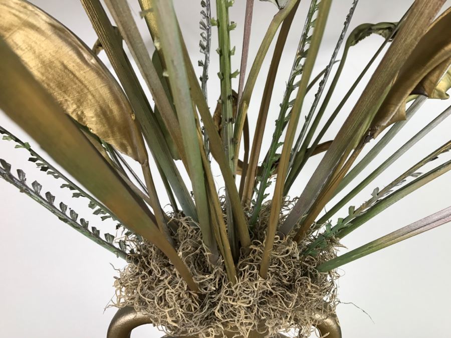 Large Gold Decorator Vase With Articial Gold Flowers [Photo 2]