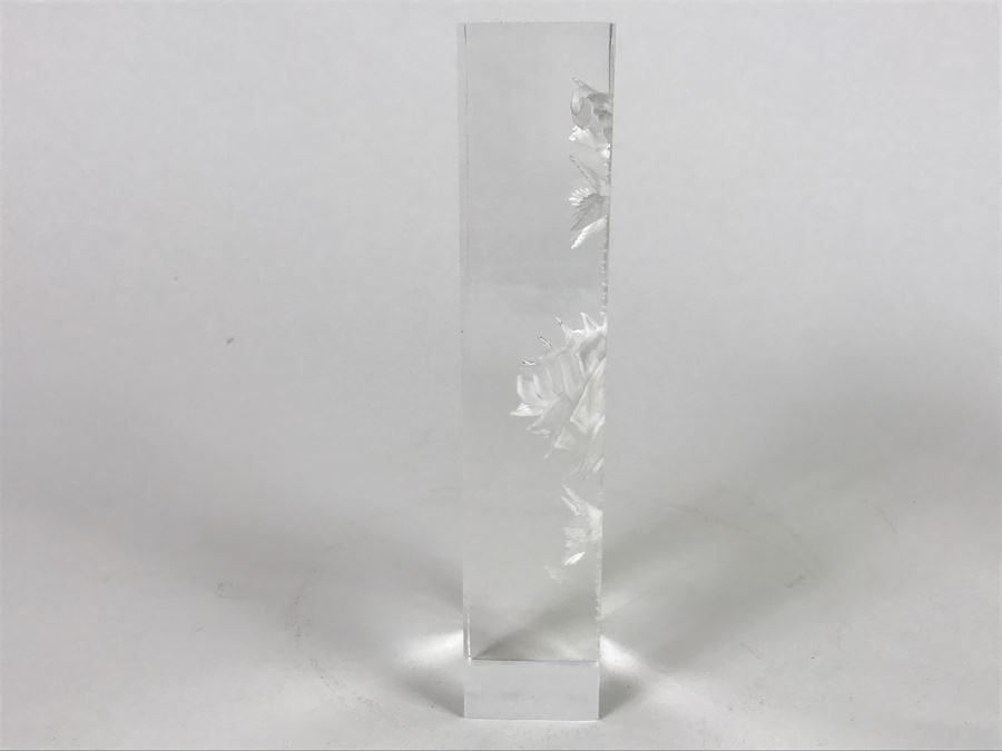 Vintage Lucite Reverse Carved Sculpture With Roses Signed M. Cox [Photo 8]