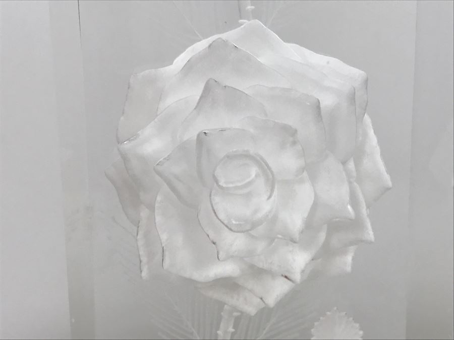 Vintage Lucite Reverse Carved Sculpture With Roses Signed M. Cox [Photo 3]