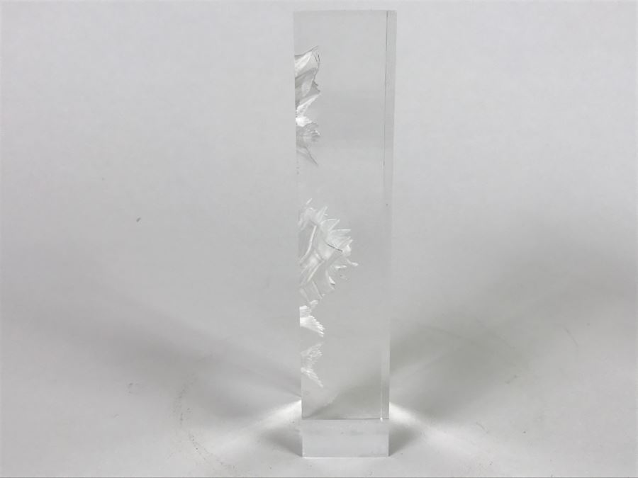 Vintage Lucite Reverse Carved Sculpture With Roses Signed M. Cox [Photo 10]