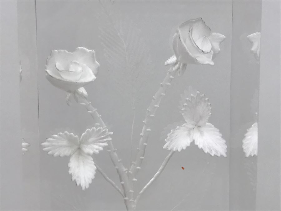 Vintage Lucite Reverse Carved Sculpture With Roses Signed M. Cox [Photo 4]