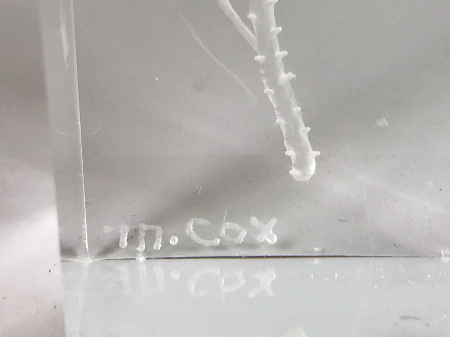 Vintage Lucite Reverse Carved Sculpture With Roses Signed M. Cox [Photo 6]