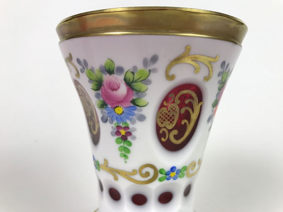 Bohemian Ruby Glass Vase With Gold Paint [Photo 7]