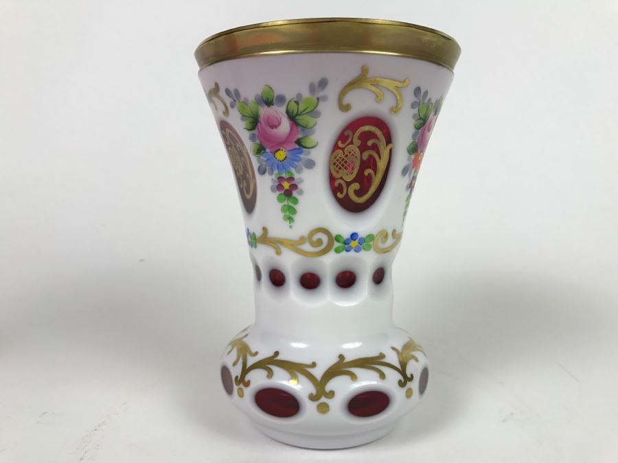 Bohemian Ruby Glass Vase With Gold Paint [Photo 6]