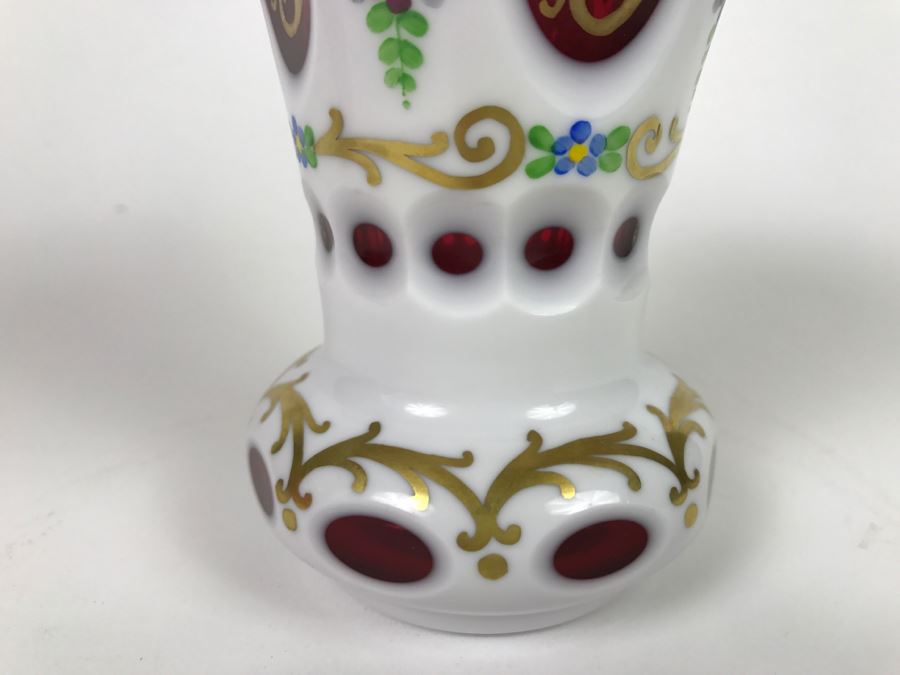 Bohemian Ruby Glass Vase With Gold Paint [Photo 8]