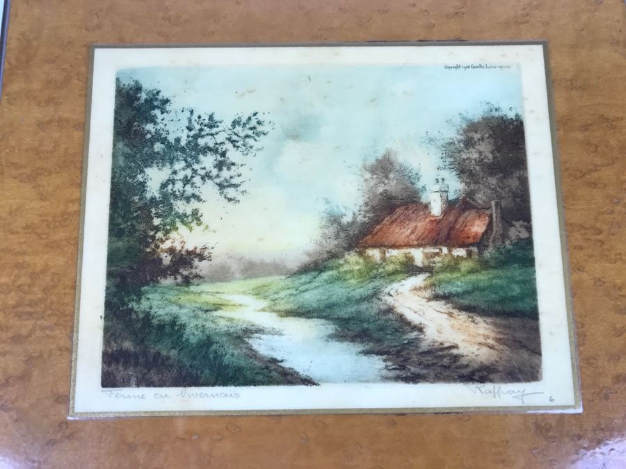 Original 1936 French Farmhouse Etching By Andre Raffray Laminated On Board [Photo 4]