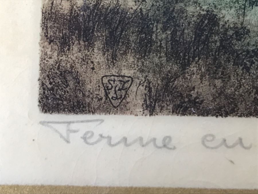 Original 1936 French Farmhouse Etching By Andre Raffray Laminated On Board [Photo 7]