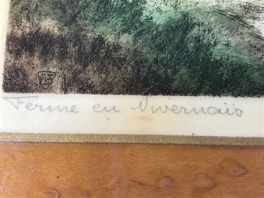 Original 1936 French Farmhouse Etching By Andre Raffray Laminated On Board [Photo 6]