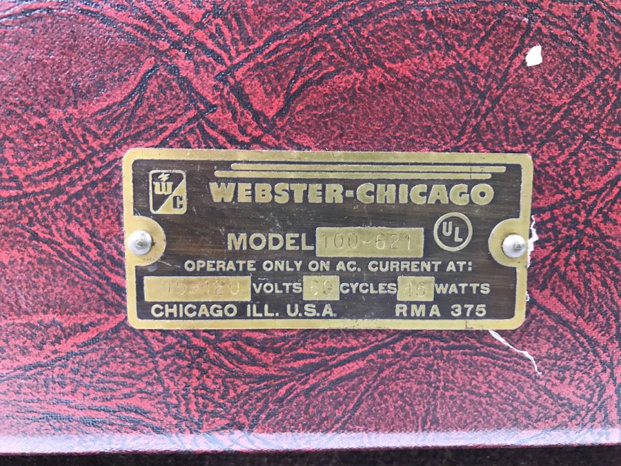 WORKING Vintage Webster Chicago Portable Tube Record Player Model 100-621 [Photo 11]