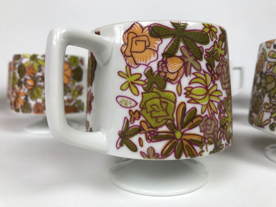 Set Of 9 Vintage 1966 Mid Century Footed Coffee Cups H.H. Holt Howard [Photo 6]