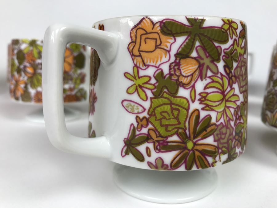 Set Of 9 Vintage 1966 Mid Century Footed Coffee Cups H.H. Holt Howard [Photo 5]