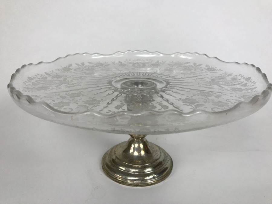 Frank M Whiting Sterling and Etched Glass Cake Stand [Photo 4]