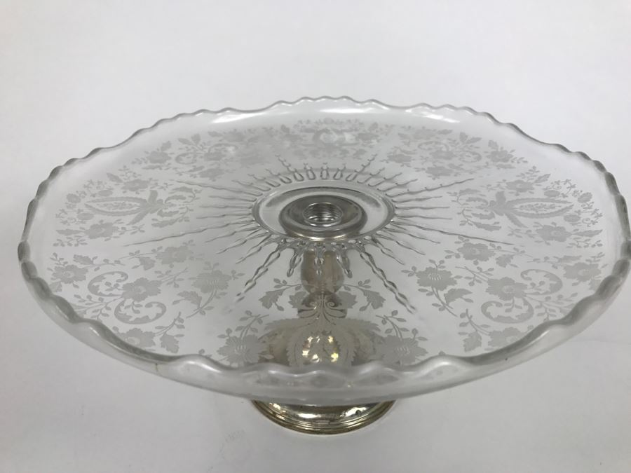 Frank M Whiting Sterling and Etched Glass Cake Stand [Photo 6]