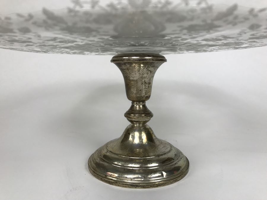 Frank M Whiting Sterling and Etched Glass Cake Stand [Photo 2]