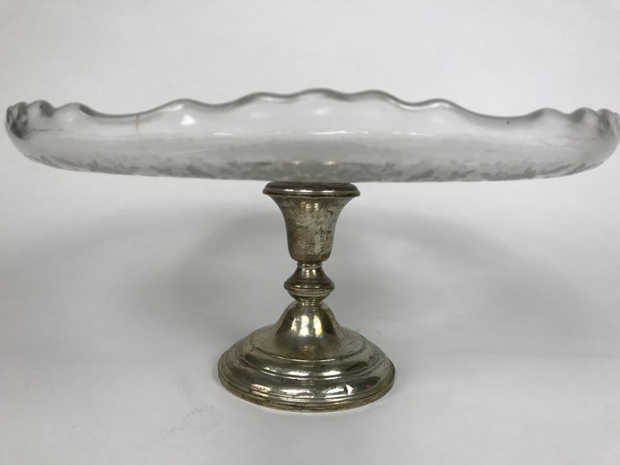 Frank M Whiting Sterling and Etched Glass Cake Stand [Photo 5]